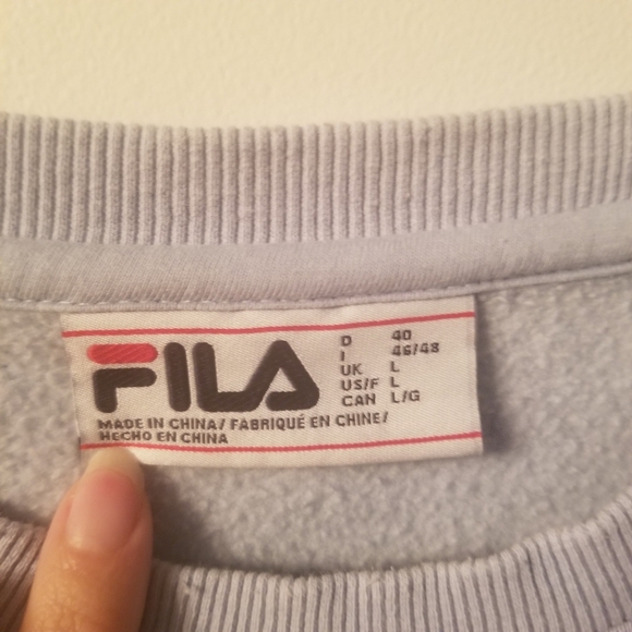 FILA Chunky Letter Sweatshirt older label Light Blue Baby Blue Sporty Stripes - Picture 3 of 8